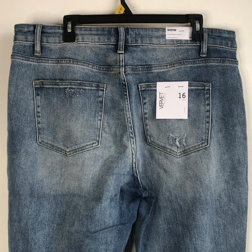 Vervet Distressed Boyfriend Ankle Blue Jeans - Picture 5 of 7